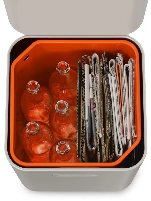 3σε1 Joseph Joseph Totem Compact 30064, 2x20 l, Δοχείο απορριμμάτων 3 l, Κάθετος σχεδιασμός, Ανταλλάξιμα φίλτρα με ενεργό άνθρακα, Μπεζ