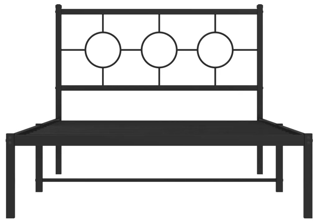 vidaXL Πλαίσιο Κρεβατιού με Κεφαλάρι Μαύρο 107 x 203 εκ. Μεταλλικό