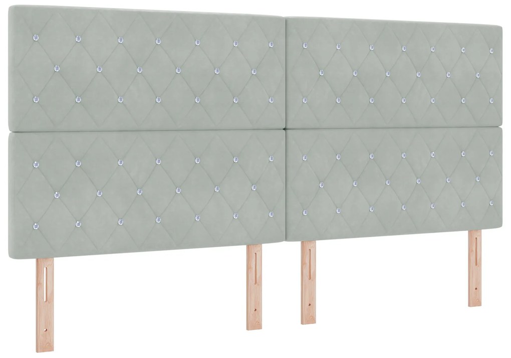 vidaXL κρεβάτι Box Spring με στρώμα & LED γκρι 200x200 εκ. Βελούδο
