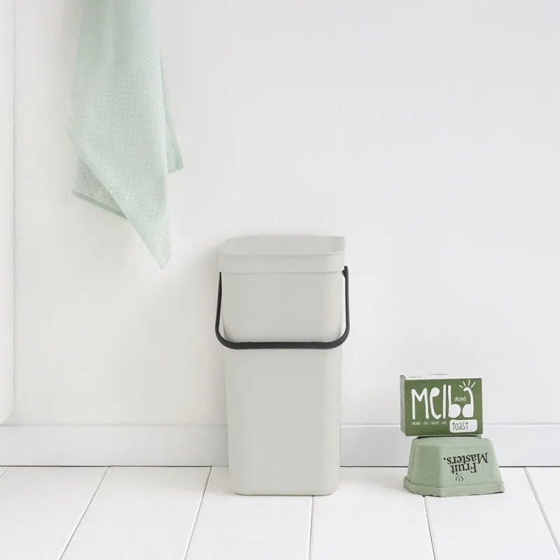 Κάδος χωριστής συλλογής απορριμμάτων Brabantia Sort&Go 1005516, 16 l, Χειρολαβή, Επιτοίχιος, Ανοιχτό γκρι