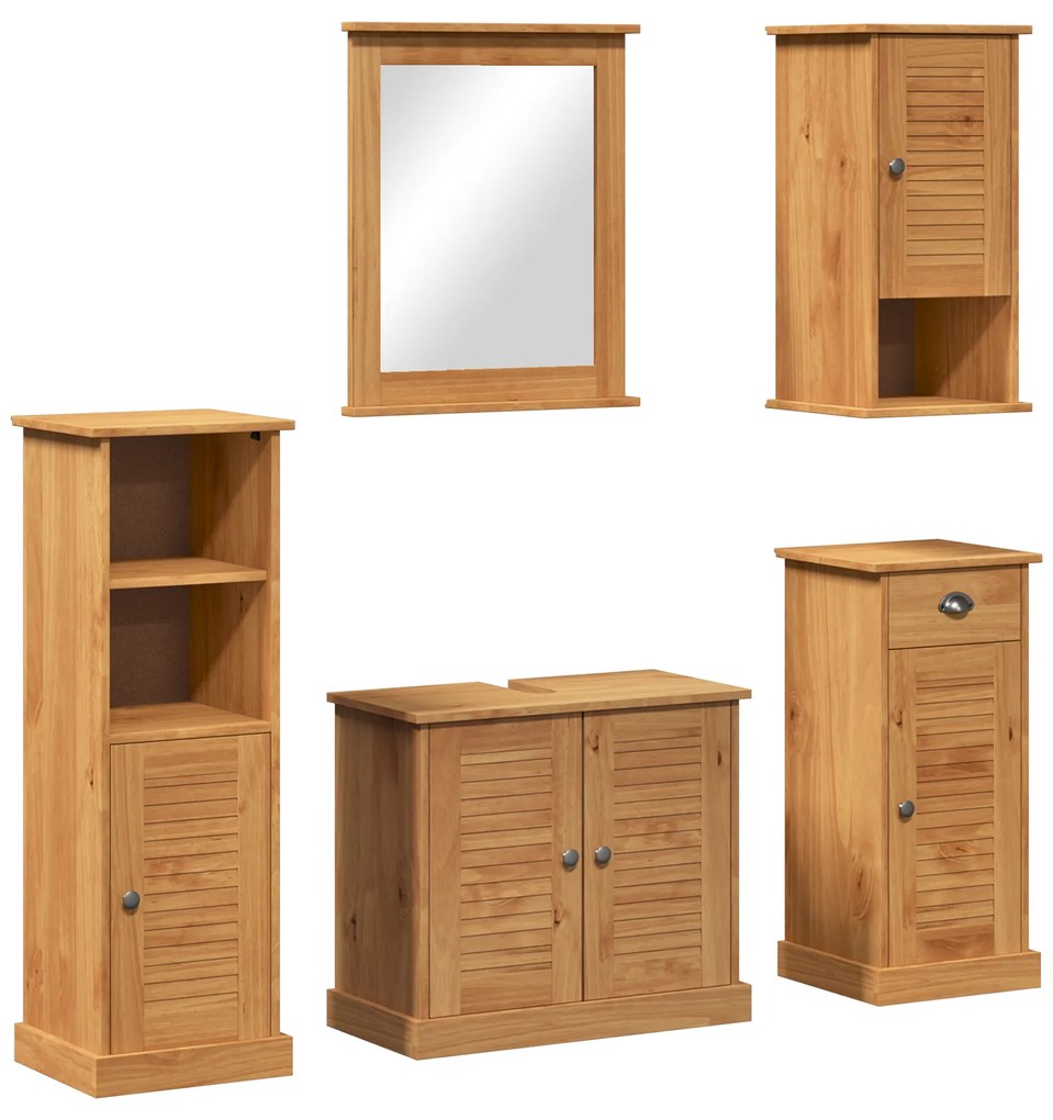 vidaXL Σετ Επίπλων Μπάνιου με συρτάρι 5 pcs καφέ μελί 37 x 34 x 110 εκ