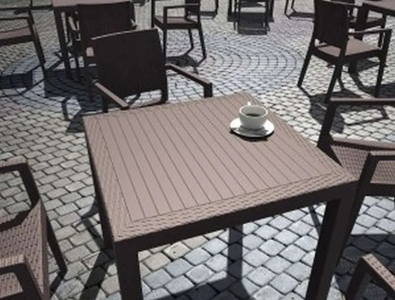 Τραπέζι πολυπροπυλένιου Wicker Orlando 80x80 Καφέ