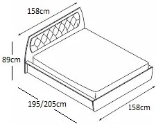 Κρεβάτι ξύλινο με δερμάτινη/ύφασμα TAIS 140x200 DIOMMI 45-243