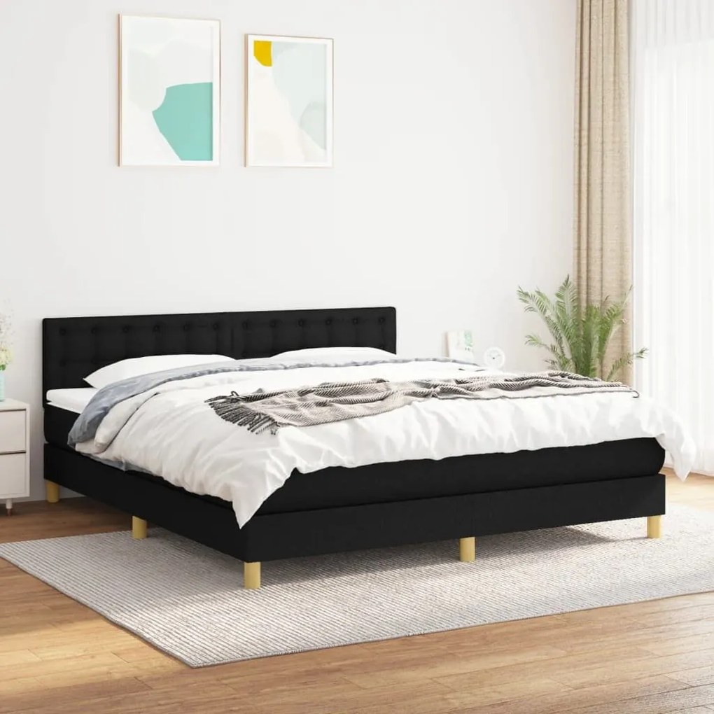 ΚΡΕΒΑΤΙ BOXSPRING ΜΕ ΣΤΡΩΜΑ ΜΑΥΡΟ 180X200 ΕΚ. ΥΦΑΣΜΑΤΙΝΟ 3140955