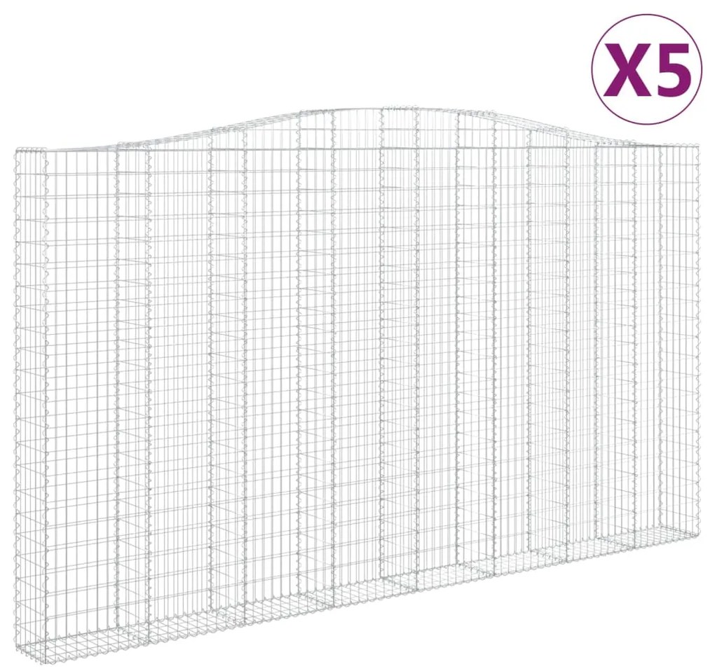 vidaXL Συρματοκιβώτια Τοξωτά 5 τεμ. 400x30x220/240 εκ. Γαλβαν. Ατσάλι