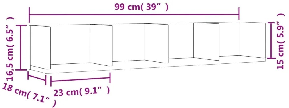 Ντουλάπι Τοίχου Γκρι Σκυρ. 99x18x16,5 εκ. Επεξεργασμένο Ξύλο - Γκρι