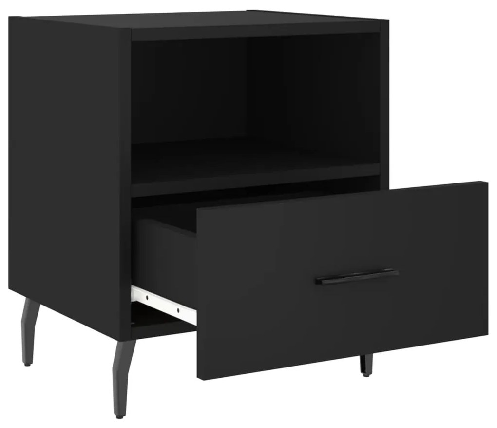 vidaXL Κομοδίνα 2 τεμ. Μαύρα 40 x 35 x 47,5 εκ. από Επεξεργασμένο Ξύλο