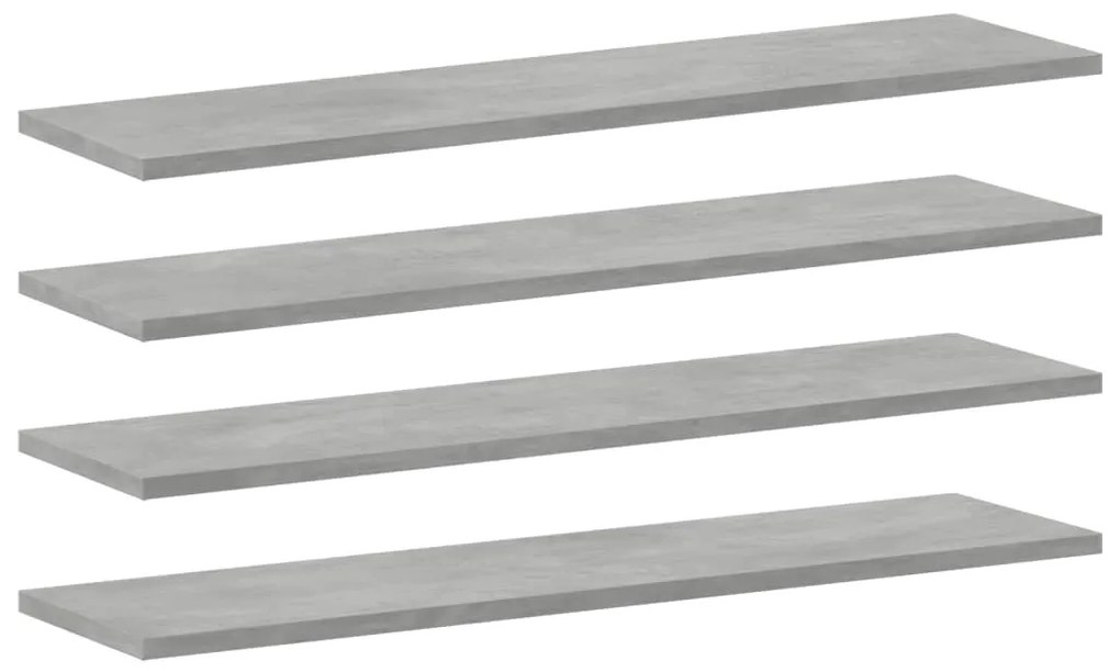 vidaXL Ράφια Βιβλιοθήκης 4 τεμ. Γκρι Σκυροδ. 80x20x1,5 εκ. Επεξ. Ξύλο
