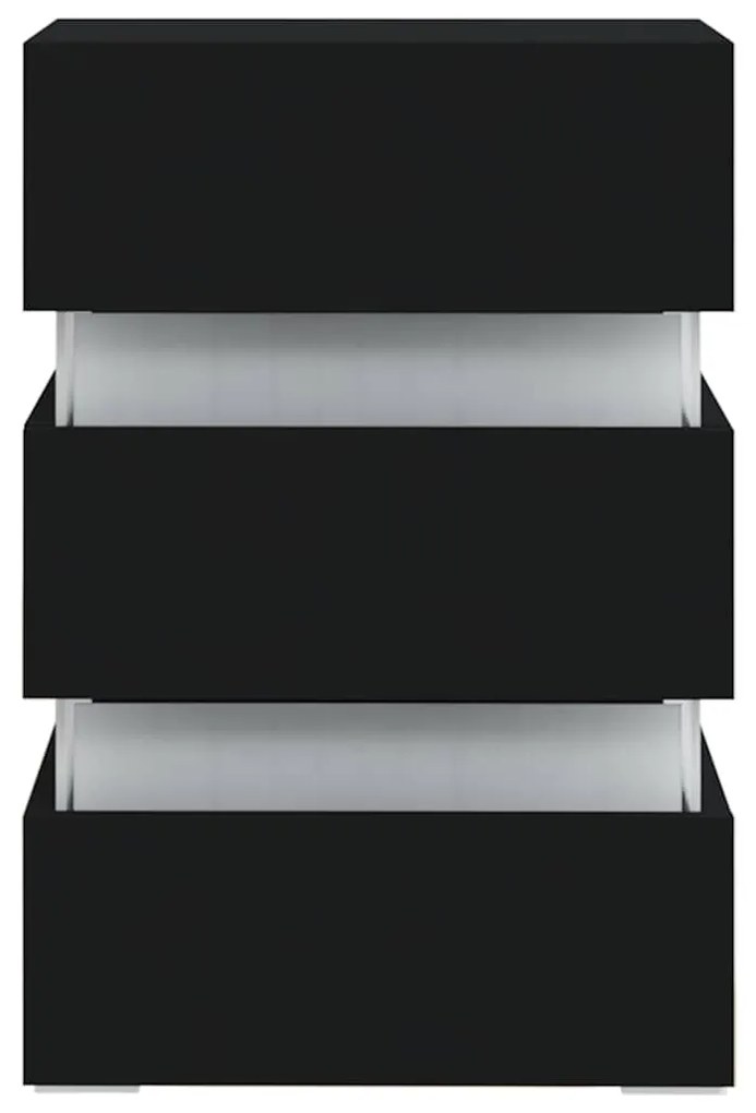 vidaXL Κομοδίνο με LED Μαύρο 45 x 35 x 67 εκ. από Επεξεργασμένο Ξύλο