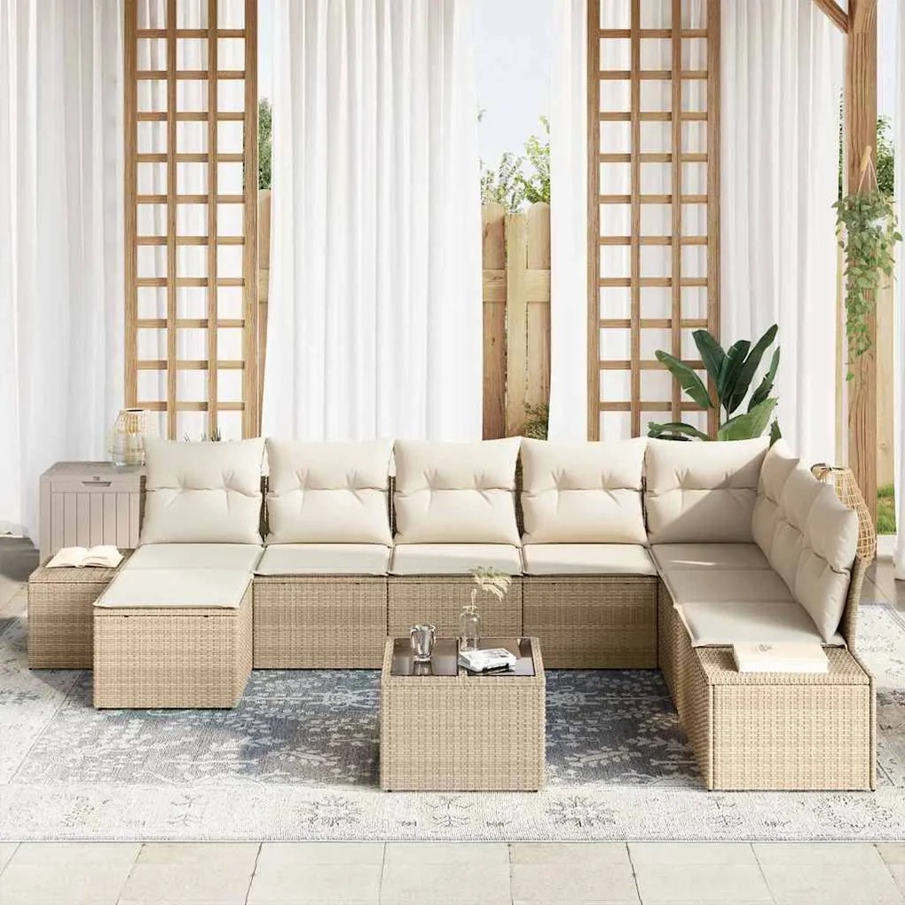 vidaXL Σετ Καναπέ Κήπου 9 pcs 319 x 209 x 85 εκ. Πολυ ράταν