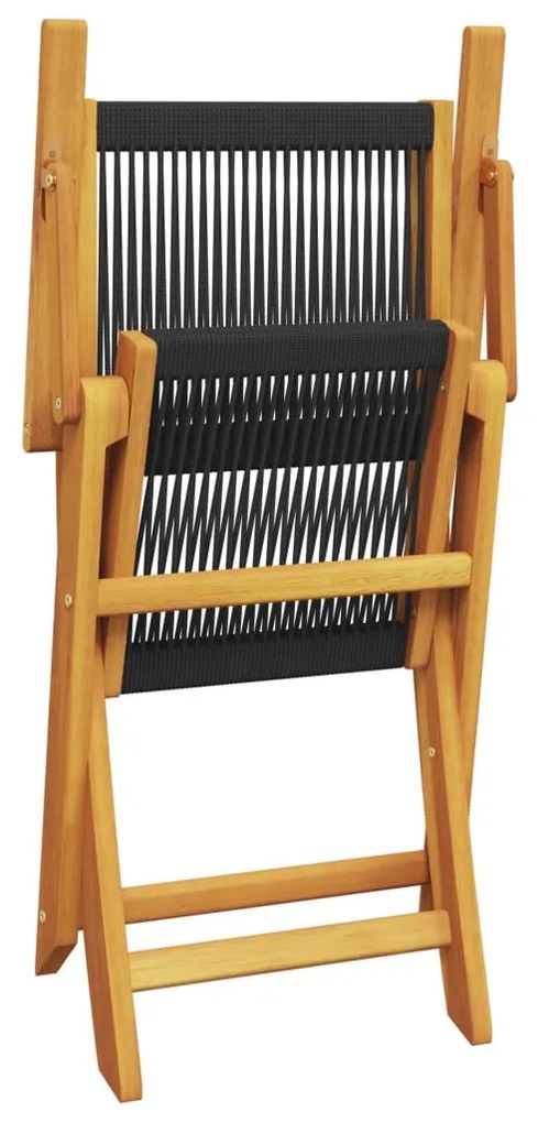 vidaXL Σετ Επίπλων Bistro 3 τεμ. Μαύρο Πολυπροπυλένιο/Μασίφ Ξύλο