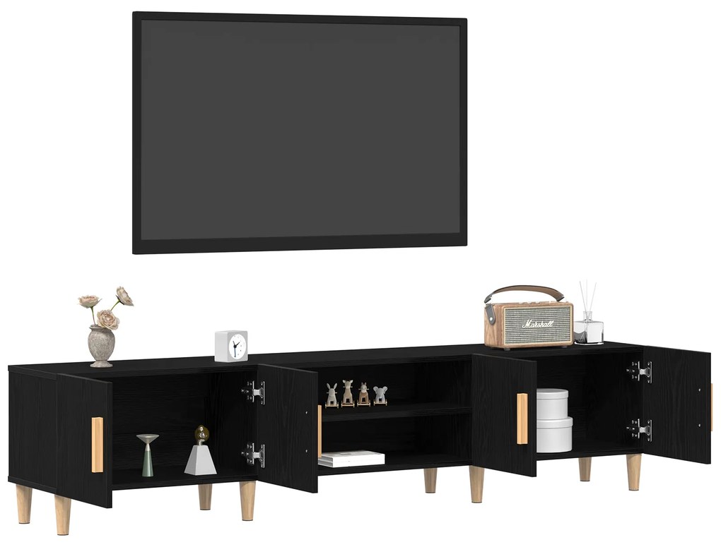 vidaXL Ντουλάπι τηλεόρασης Μαύρο Δρυς 180x31,5x40 εκ Επεξεργασμένο ξύλο