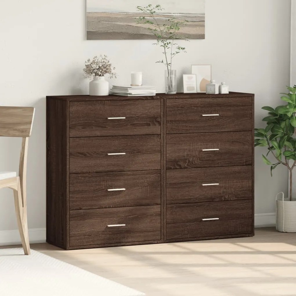 vidaXL Βοηθητικά Ντουλάπια 2 τεμ. Καφέ Δρυς 60x31x84 εκ. Επεξ. Ξύλο
