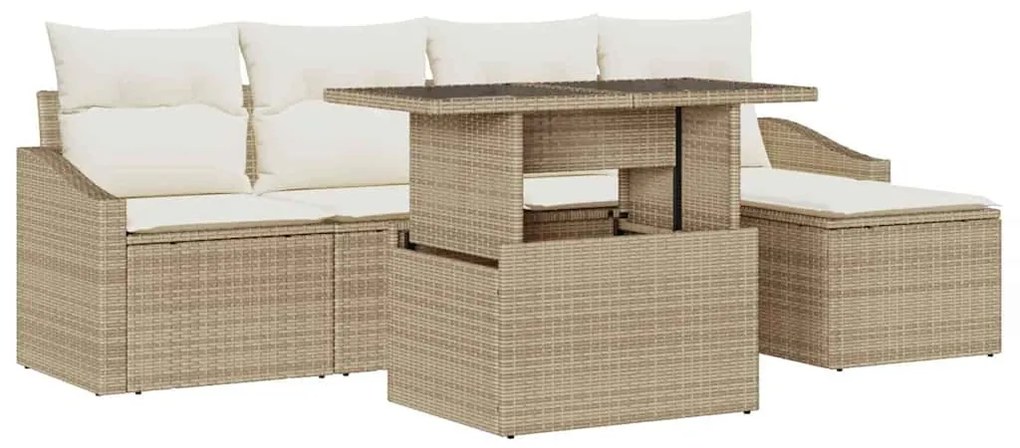 vidaXL Σετ Καναπέ Κήπου 6 pcs Μπεζ, Κρέμα Πολυ rattan, βαμμένο ατσάλι