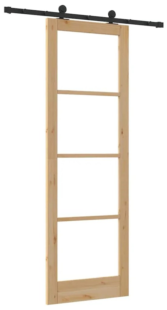 vidaXL Συρόμενη Πόρτα Χειροκίνητος Καφέ 78 x 232 cm Ξύλο και μέταλλο