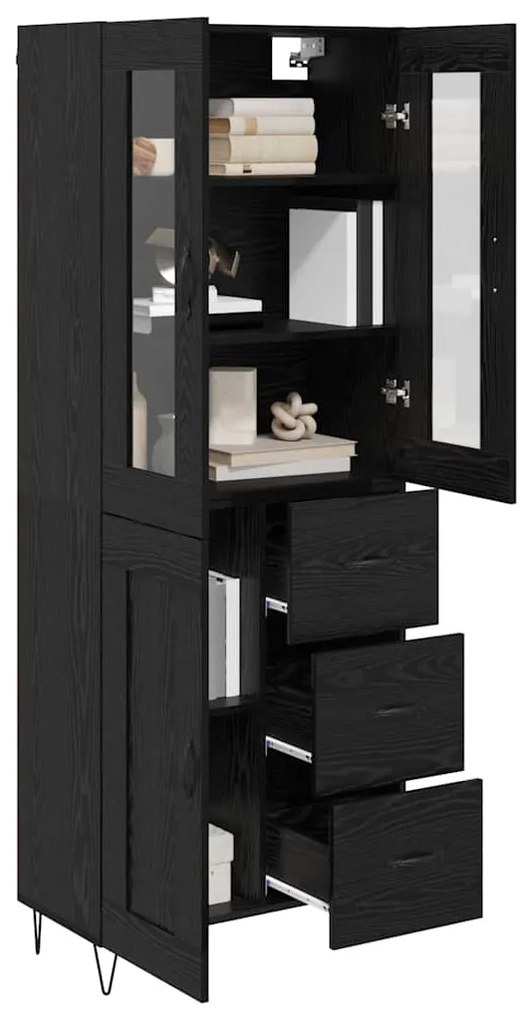 vidaXL Highboard Μαύρη Οξυά 69,5 x 34 x 90 εκ. Επεξεργασμένο ξύλο