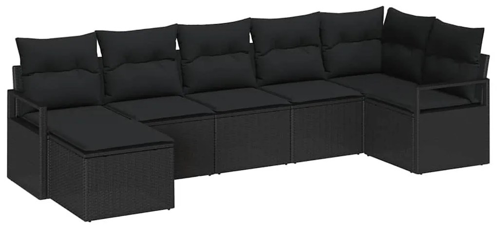 vidaXL Σετ Καναπέ Κήπου 7 pcs Μαύρο Πολυ ράταν