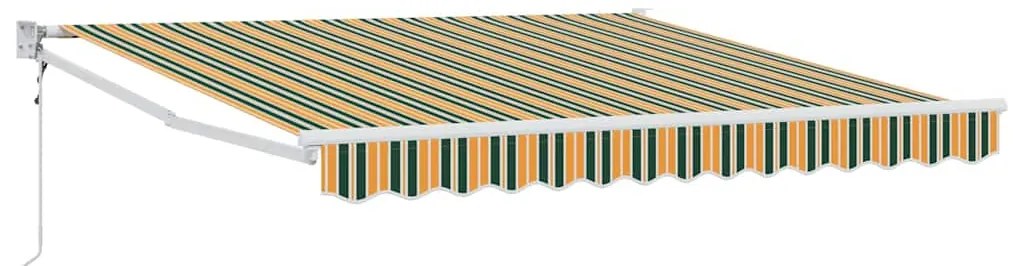 vidaXL Αντιανεμικό Αναδιπλούμενα Striped Πράσινο και κίτρινο 3 x 2,5 μ