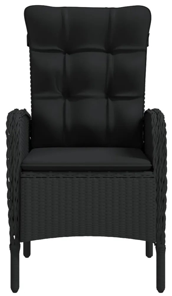 vidaXL Σετ Τραπεζαρίας Κήπου 9 τεμ Μαύρο με Μαξιλάρια