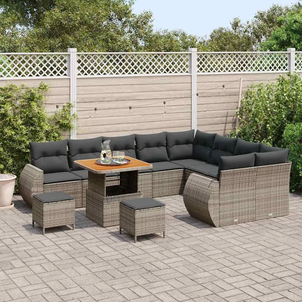 vidaXL Σετ Καναπέ Κήπου 12 pcs Γκρι συνθετικό ρατάν