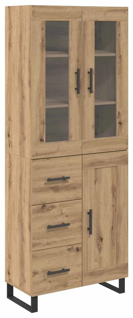 vidaXL Highboard με συρτάρι 2 pcs Artisan Oak Σύνθετο Ξύλο και Γυαλί