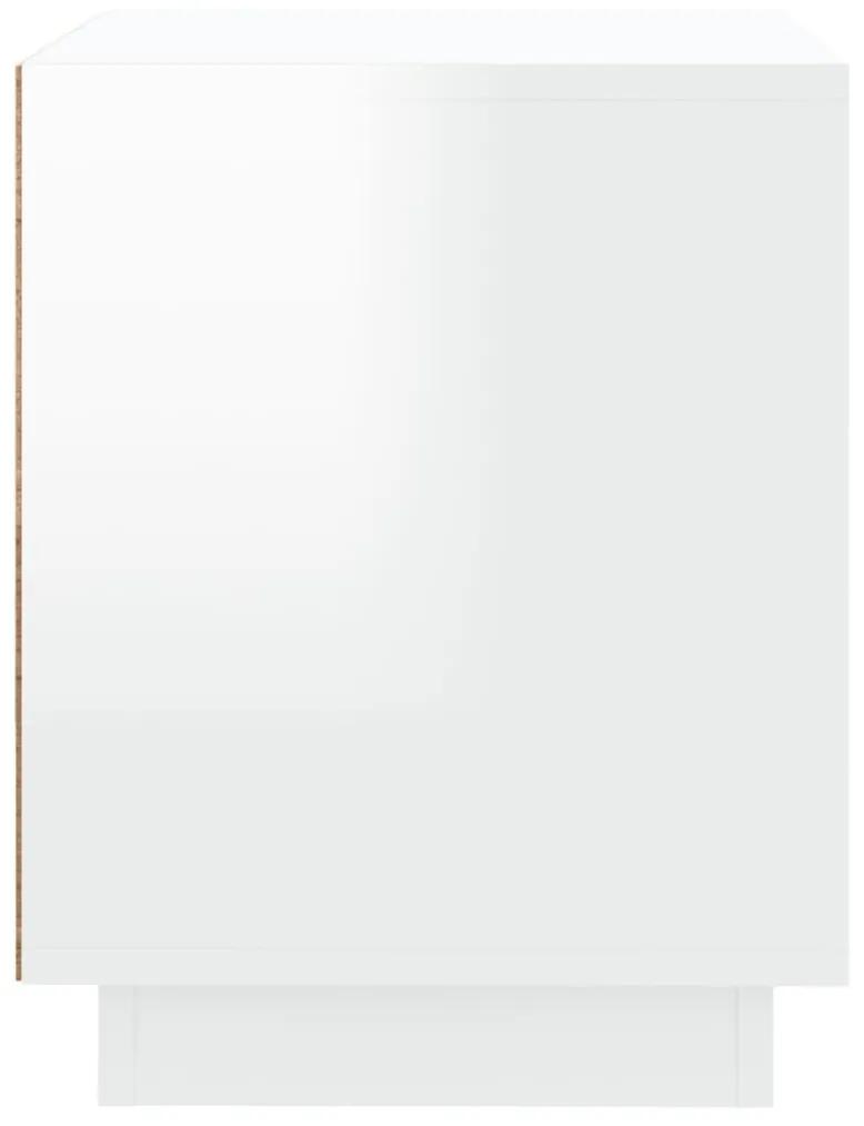 Κομοδίνο Γυαλιστερό Λευκό 44 x 35 x 45 εκ. Επεξεργασμένο Ξύλο - Λευκό