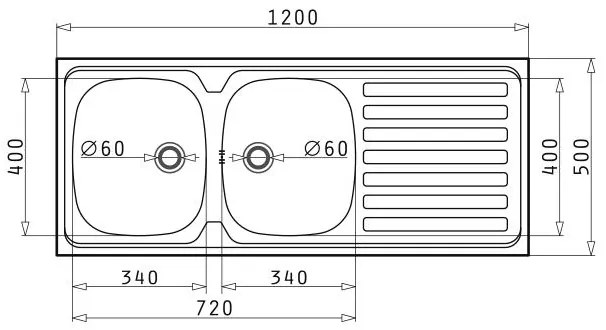 Νεροχύτης Κουζίνας Ανοξείδωτος Pyramis International 120x50 εκ. 1B 1D 120x50x16 εκ.