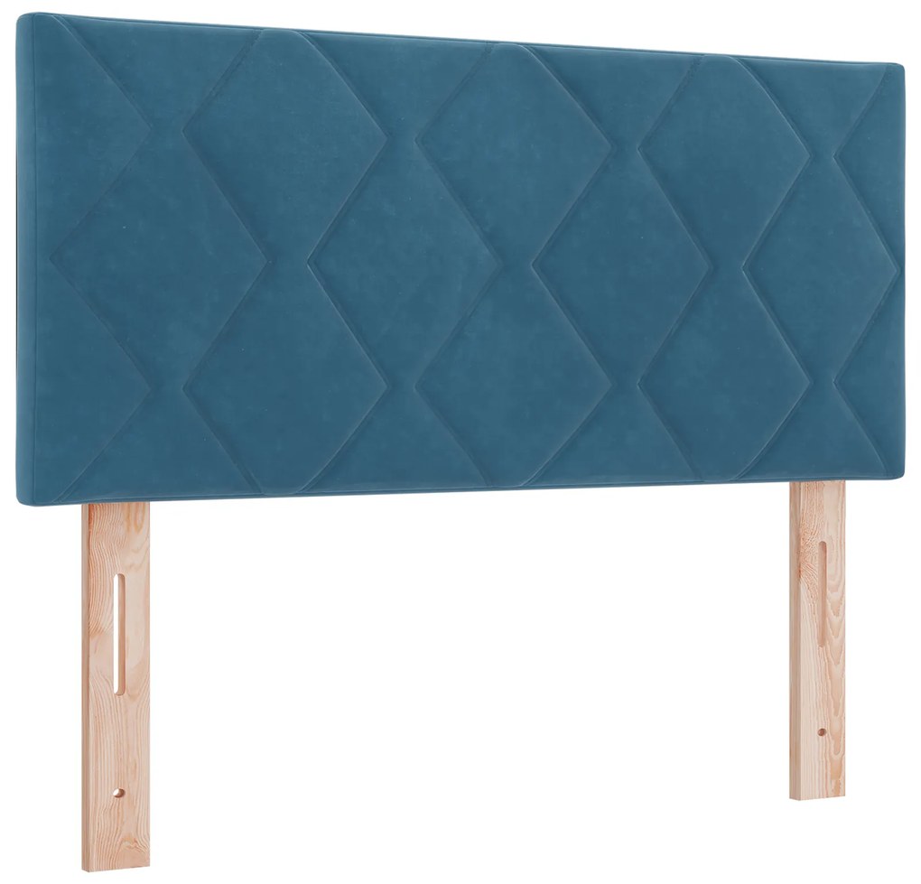 vidaXL Κρεβάτι Box Spring με Στρώμα Σκούρο Μπλε 90x190 εκ. Βελούδο