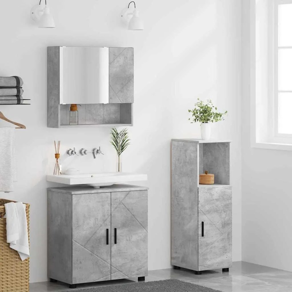 vidaXL Σετ Επίπλων Μπάνιου 3 pcs Γκρι σκυροδέματος 61 x 35 x 64 εκ.