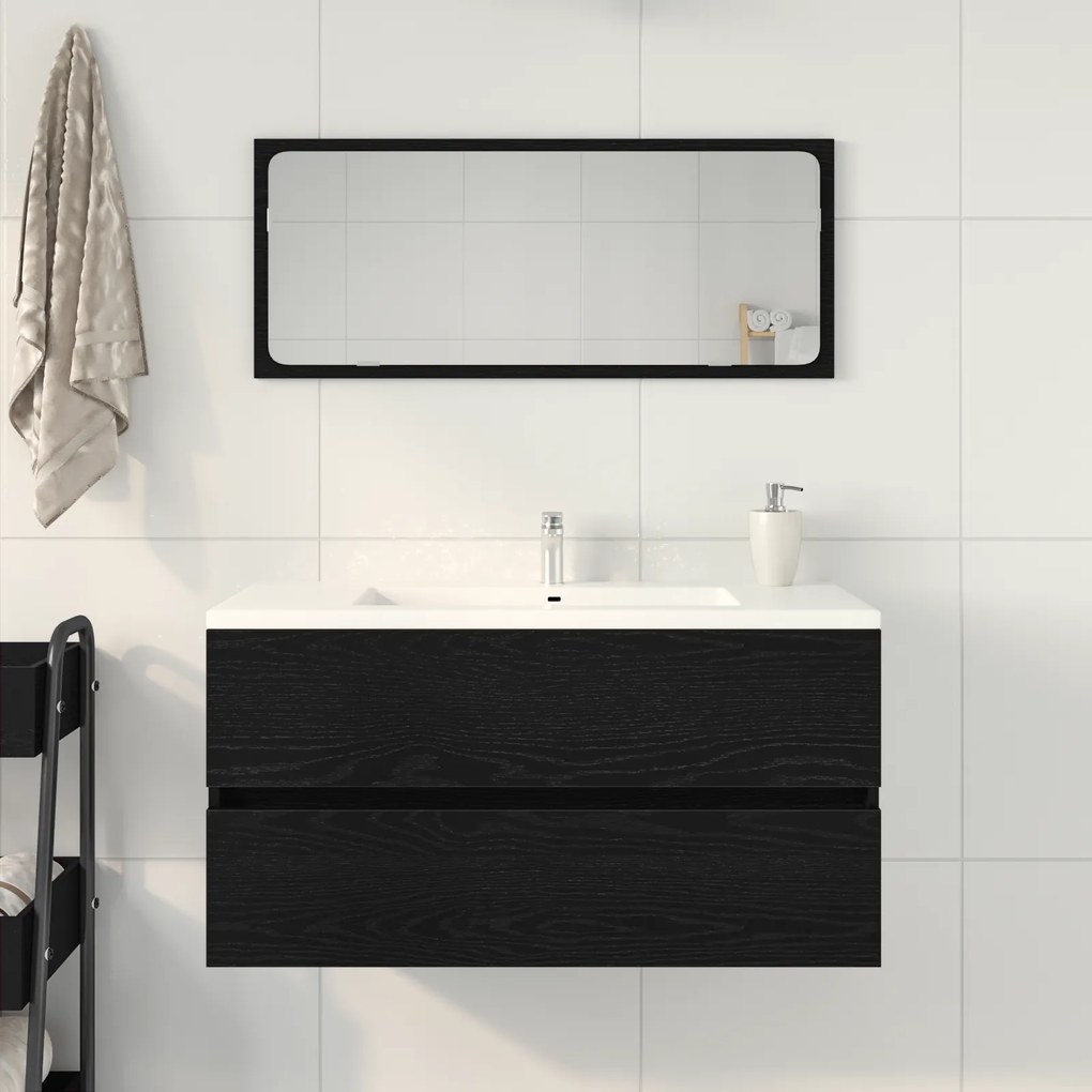 vidaXL Ντουλάπι Νιπτήρα Μαύρη Δρυς 90x38,5x45 εκ. Επεξεργασμένο Ξύλο