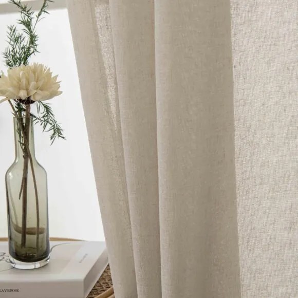 Beauty Home Κουρτίνα γάζα μονόχρωμη με 8 μεταλλικούς κρίκους Fit Art 8447 140x270 Μπεζ