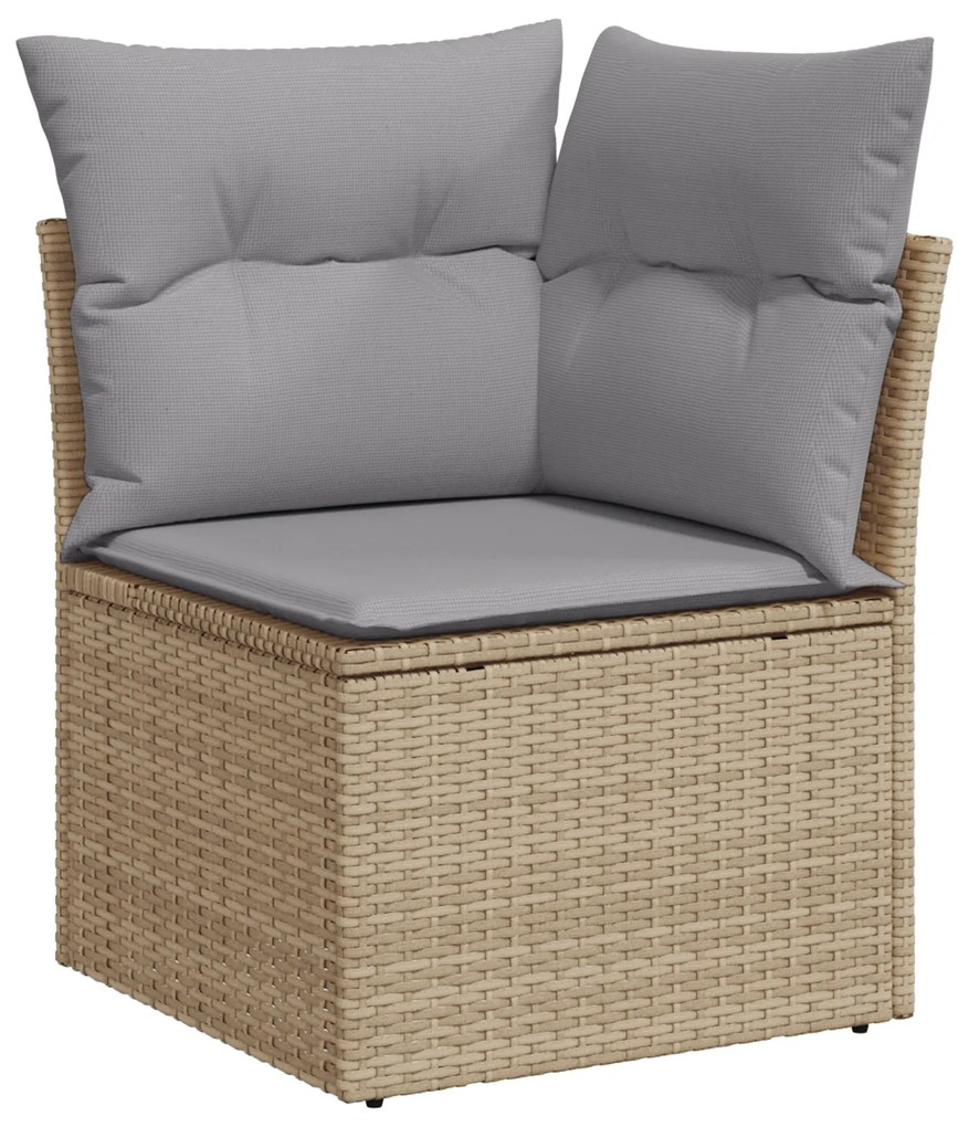 vidaXL 9 Piece Garden Sofa Set with Cushions Beige Poly Rattan Acacia