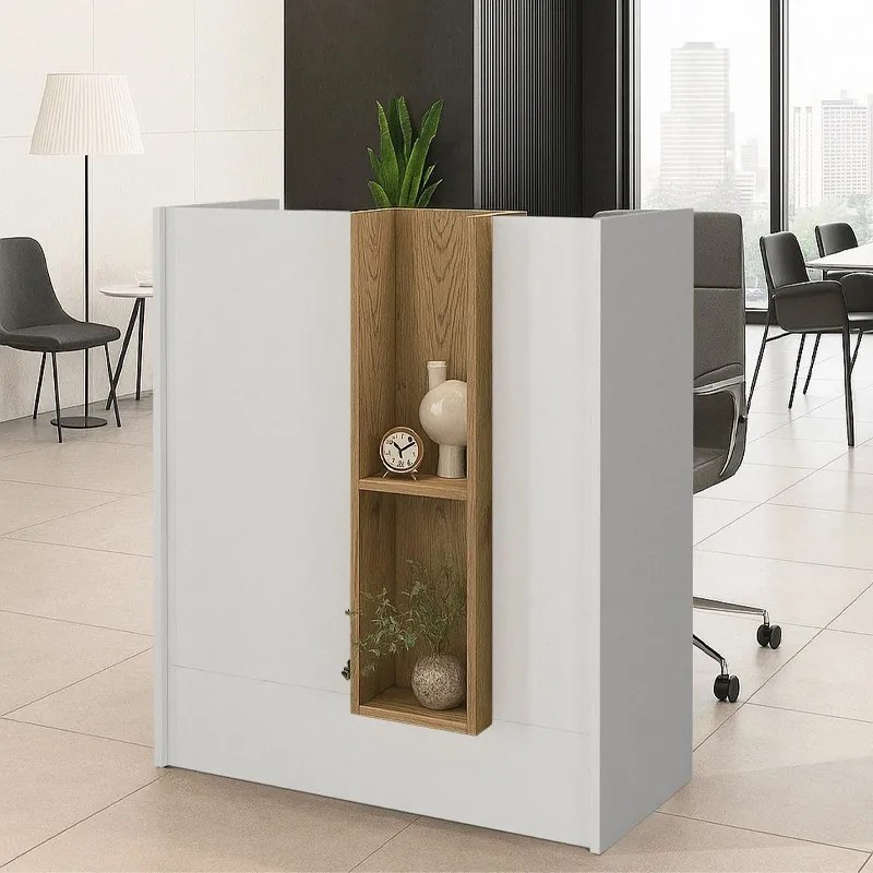Megapap Γραφείο Υποδοχής - Reception Bonveno Λευκό - Sepet Oak 90x43,2x110εκ.