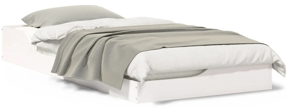 vidaXL Κρεβάτι δαπέδου Λευκό 90 x 190 cm Συμπαγές ξύλο πεύκου