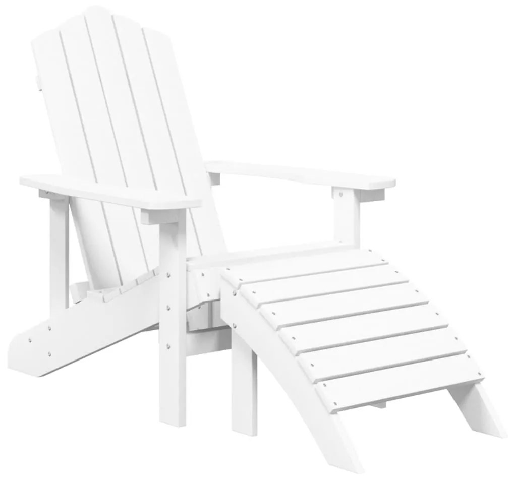 Καρέκλες Κήπου Adirondack με Υποπόδιο&amp;Τραπεζάκι Λευκές από HDPE - Λευκό