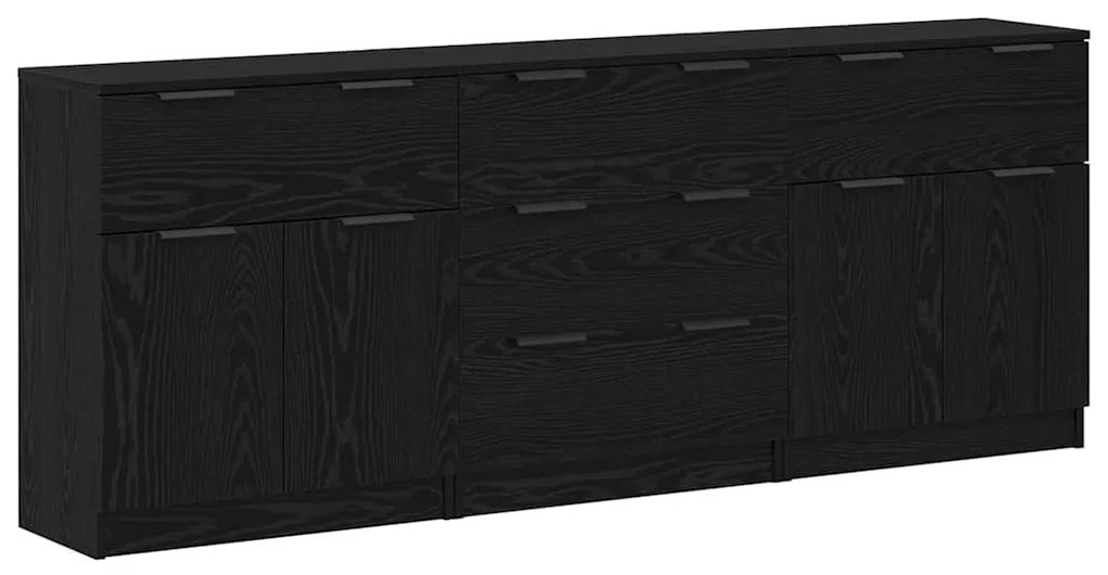 vidaXL Πλαϊνό γραφείο με συρτάρι 3 pcs Μαύρη Οξυά 181 x 30 x 70 εκ.