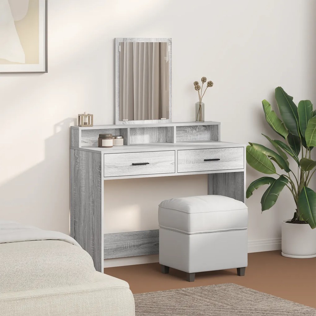 vidaXL Τουαλέτα με Συρτάρια Γκρι Σονομα 100x41x140 εκ