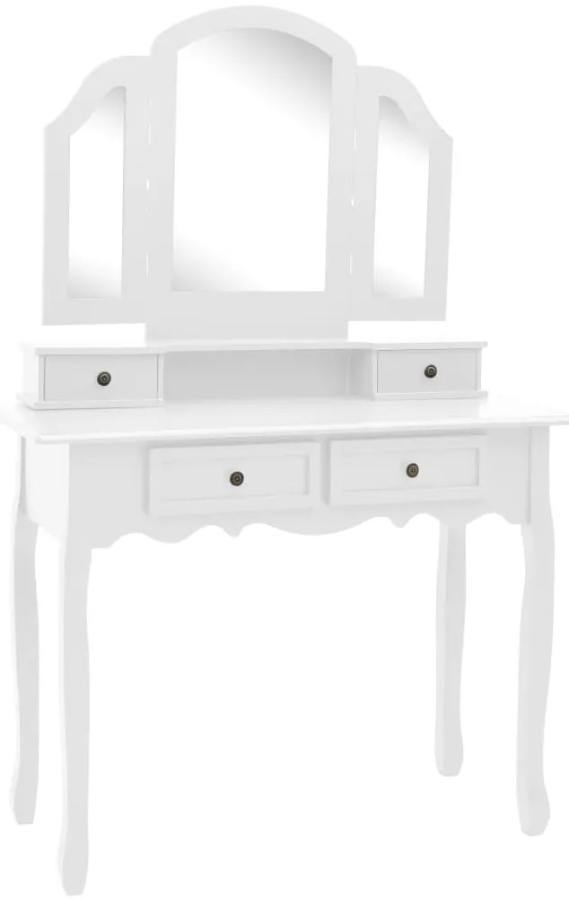 vidaXL Μπουντουάρ με Σκαμπό Λευκό 100 x 40 x 146 εκ. Ξύλο Παυλώνιας