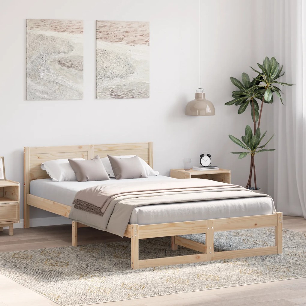 vidaXL Κρεβάτι Φυσικό Μασίφ Ξύλο Πεύκου 120 x 200 εκ. Ελαφρύ