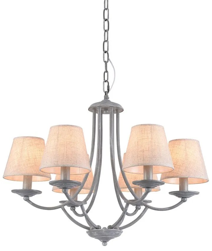 Φωτιστικό Οροφής 77-3662 C119-6 Etna Grey &amp;White Shade Homelighting Μέταλλο,Ύφασμα