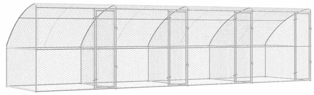 vidaXL Κλουβί Σκύλου με αποθήκευση 4 pcs Ασημί 8 x 2 x 2 m Ατσάλι