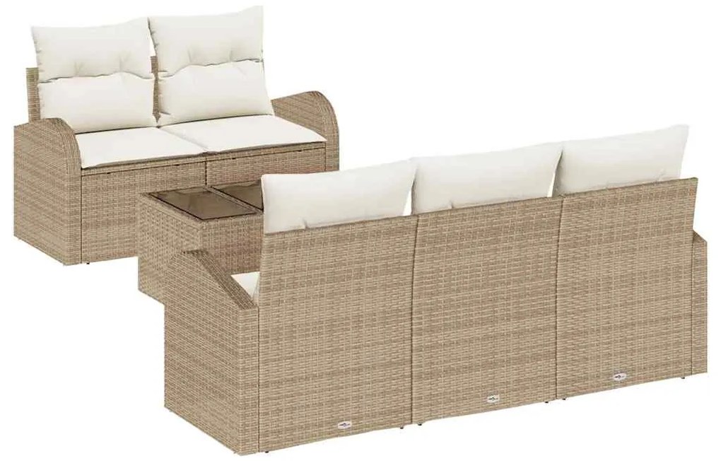 vidaXL Σετ Καναπέ Κήπου 6 pcs Μπεζ 55 x 55 x 37 εκ Πολυ ράταν