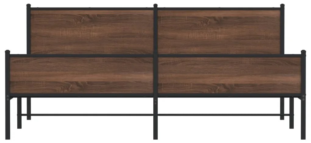 vidaXL Σκελετός Κρεβ. Χωρίς Στρώμα Καφέ Δρυς 193x203 εκ. Μεταλλικό