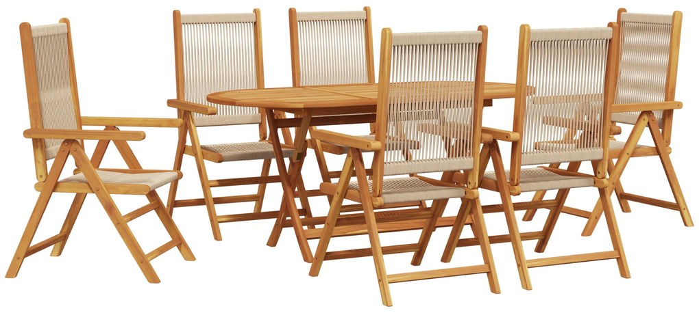vidaXL Πτυσσόμενο Τραπέζι Κήπου 7 pcs Μπεζ