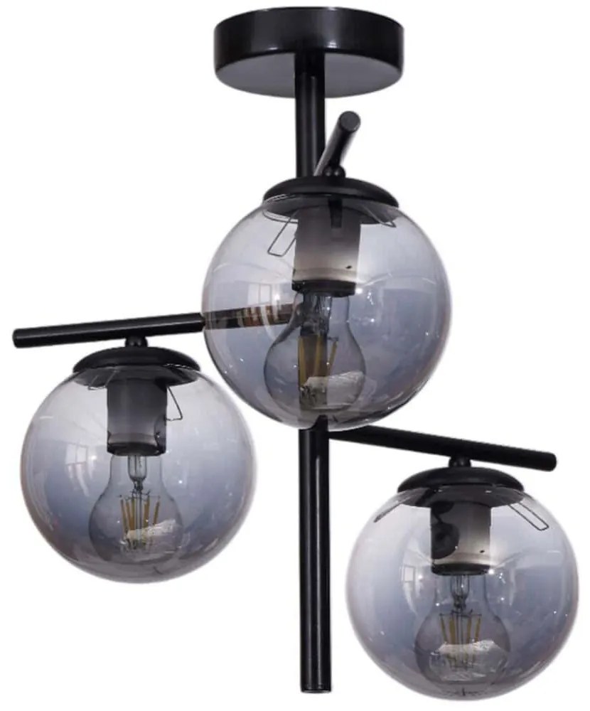 Φωτιστικό Οροφής - Πλαφονιέρα 534LUN5951 42x15x44cm 3xE27 40W Black-Fume Opviq