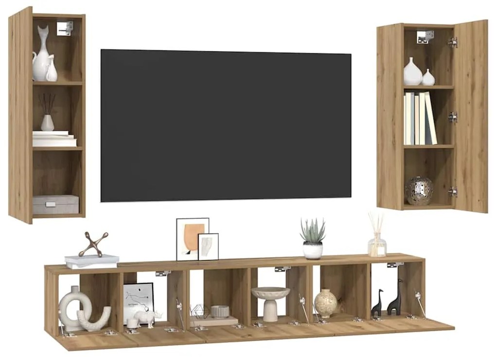 vidaXL Σετ επίπλου τηλεόρασης 5 pcs artisan δρυς 30.5 x 30 x 90 cm