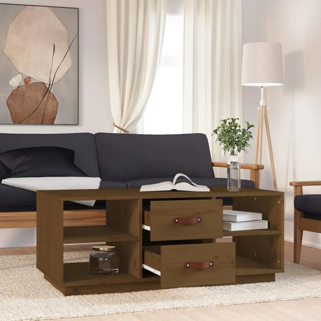 vidaXL Τραπεζάκι Σαλονιού Καφέ Μελί 100x50x41 εκ. Μασίφ Ξύλο Πεύκου
