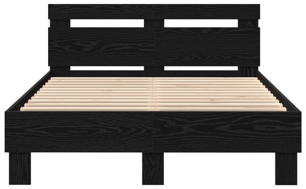 vidaXL Μασίφ Κρεβάτι Μαύρος δρυς Μασίφ ξύλο 120 x 200 εκ Ανθεκτικό
