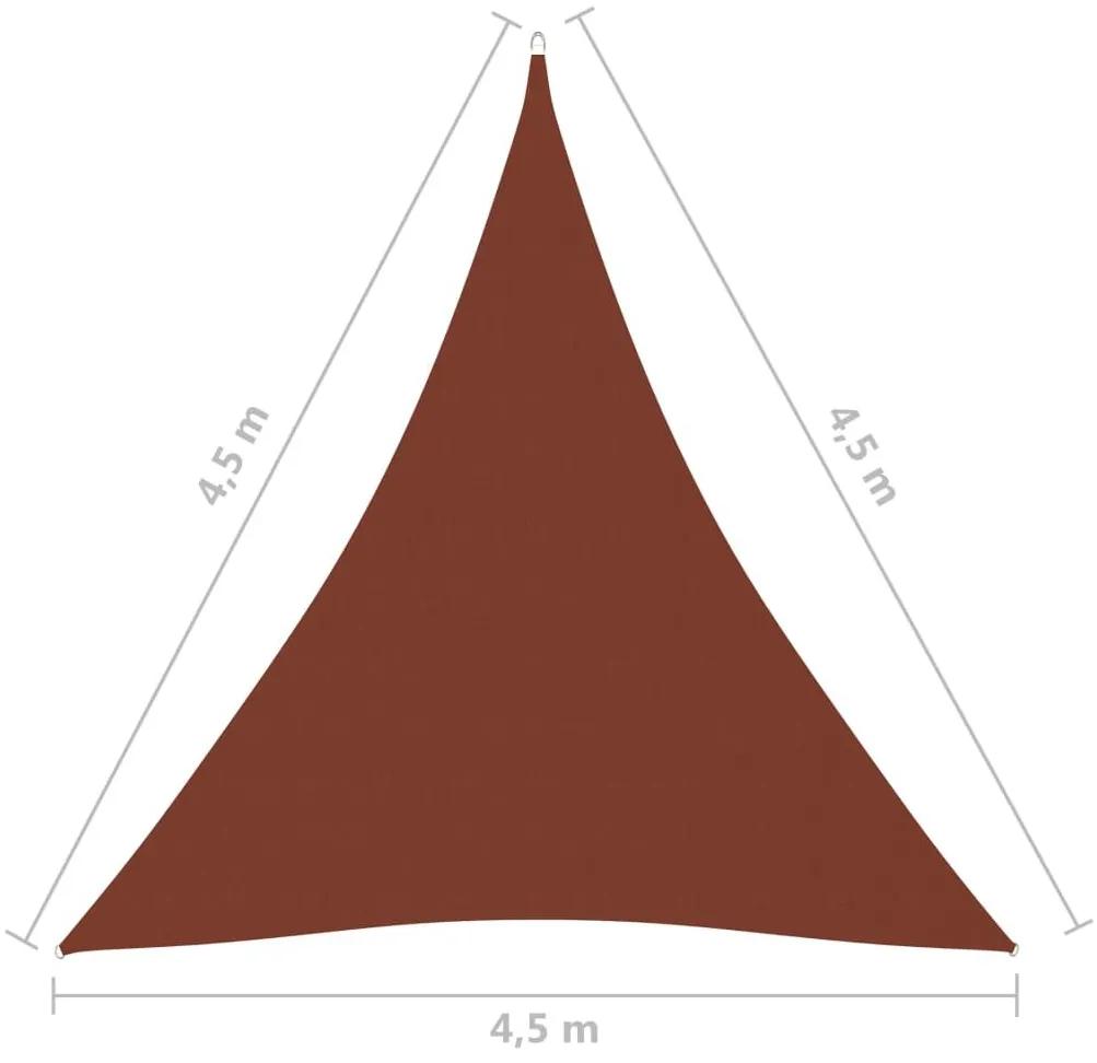 Πανί Σκίασης Τρίγωνο Τερακότα 4,5x4,5x4,5 μ. από Ύφασμα Oxford - Καφέ