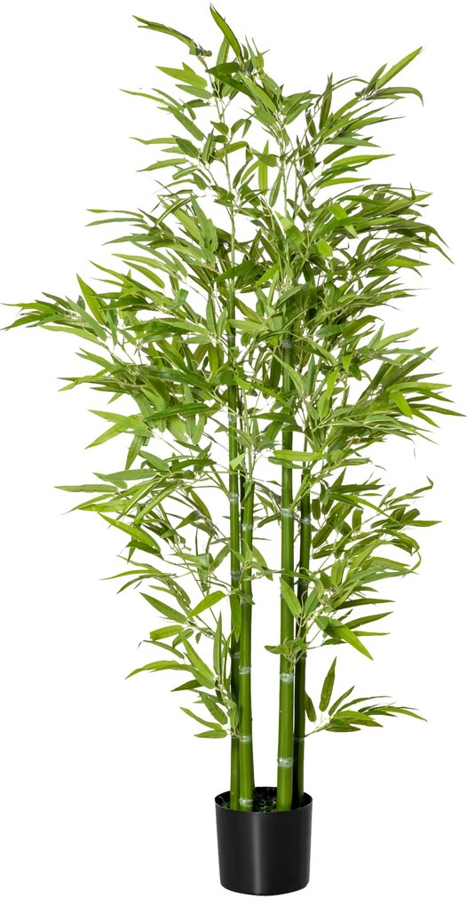 HOMCOM Τεχνητό Φυτό Μπαμπού, 924 Φύλλα, Ανθεκτική Γλάστρα, Τεχνητό Βρύο, Πλαστικό, Πράσινο